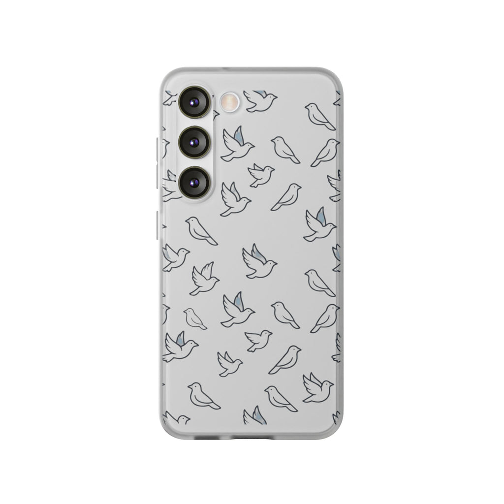 Dove Pattern Flexi Phone Case — Minimal White Bird Protective Case