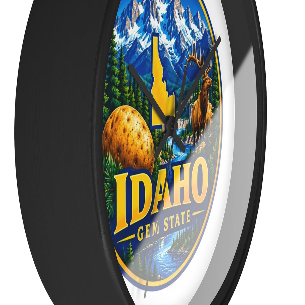 Idaho Gem State Wall Clock – Scenic Mountain & Elk Home Decor