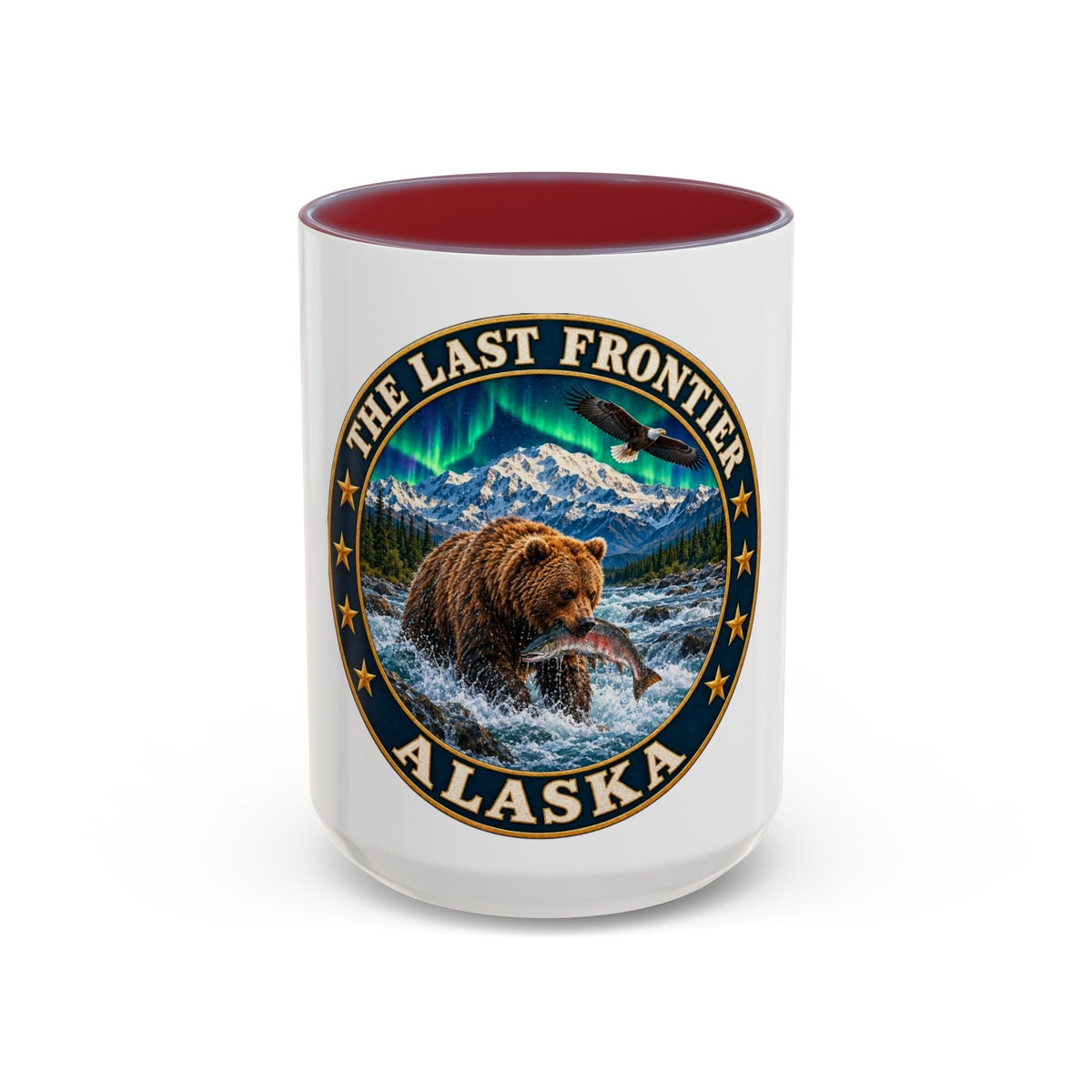 Alaska The Last Frontier Mug — Bear & Northern Lights Coffee Cup (11/15oz)