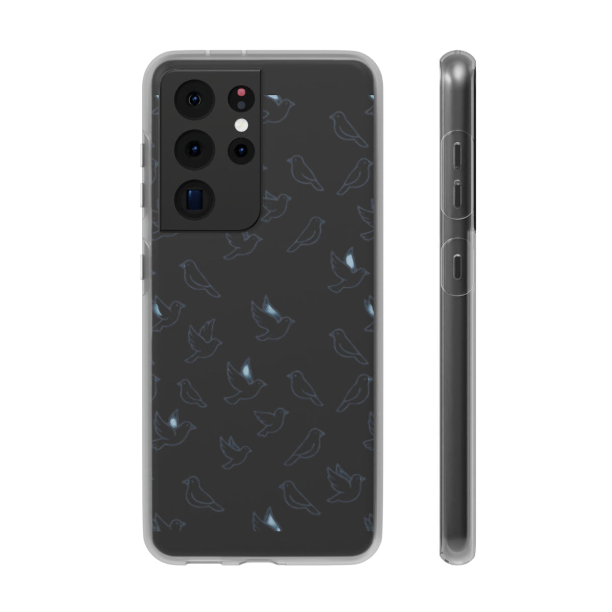 Dove Pattern Flexi Phone Case — Minimal White Bird Protective Case