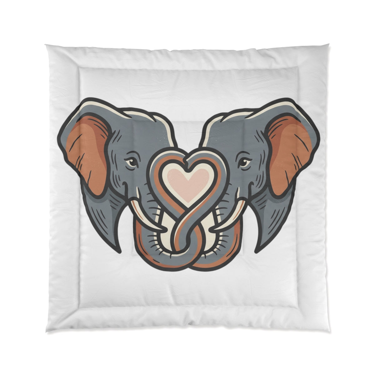 Elephant Heart Comforter - Cute Elephant Love Bedding for Kids & Animal Lovers