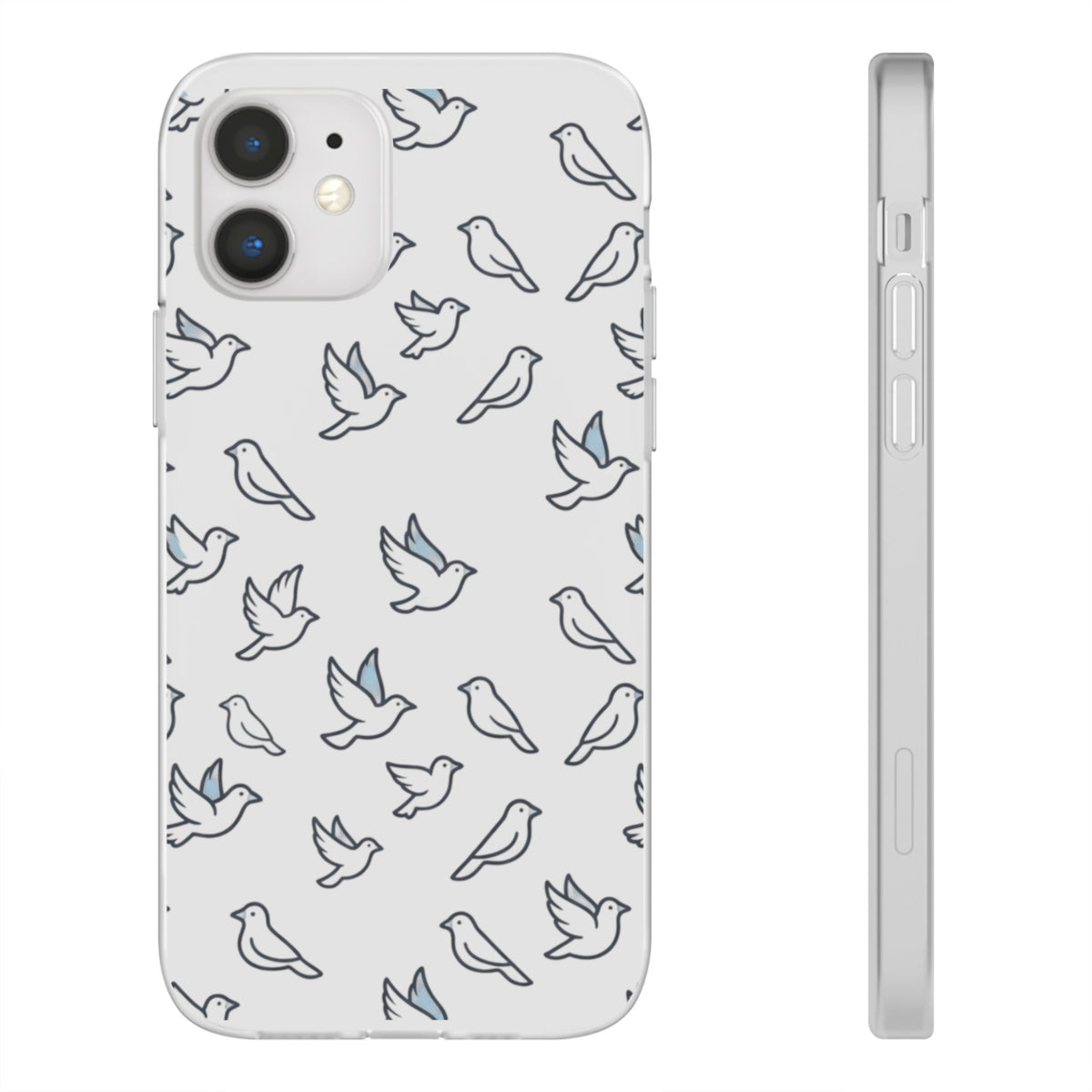 Dove Pattern Flexi Phone Case — Minimal White Bird Protective Case