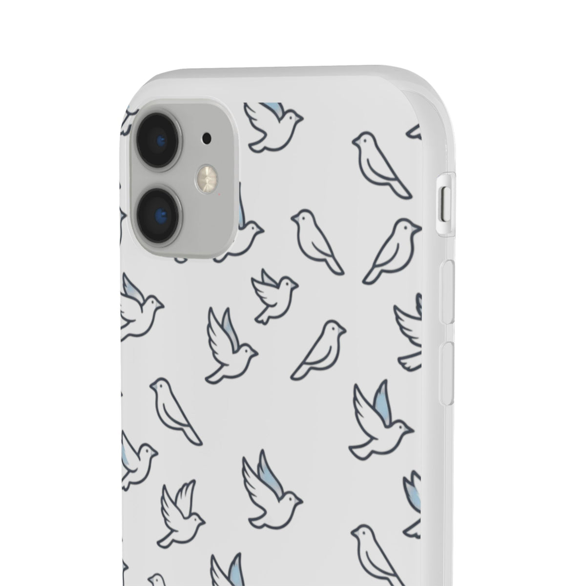 Dove Pattern Flexi Phone Case — Minimal White Bird Protective Case