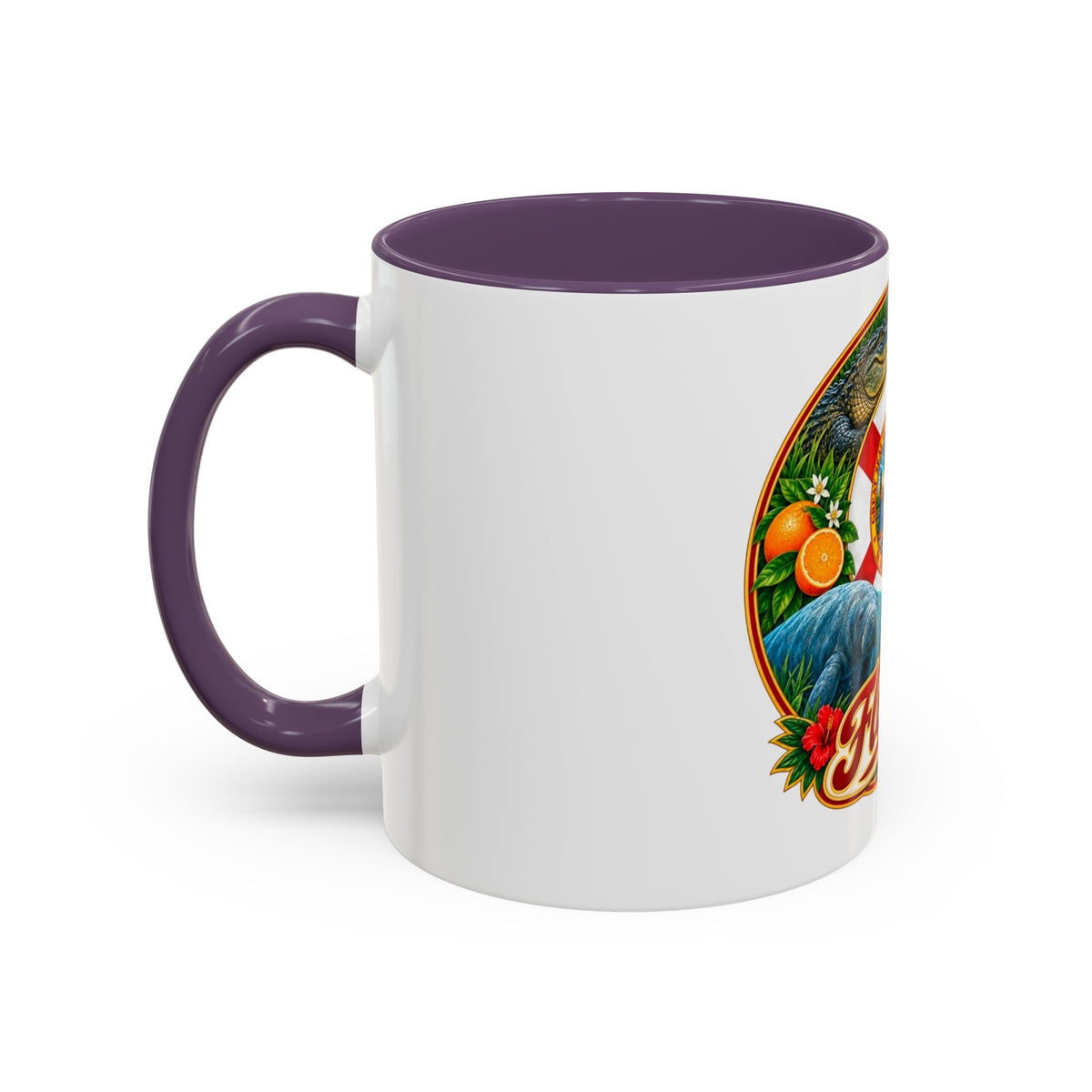 Florida Vintage Travel Coffee Mug — Flamingo, Alligator & State Seal Accent Mug
