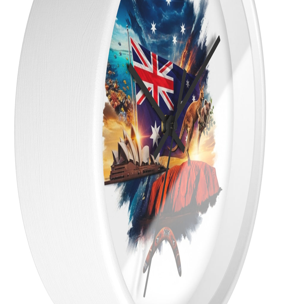 Australian Landscape Wall Clock — Flag, Uluru & Opera House Decor