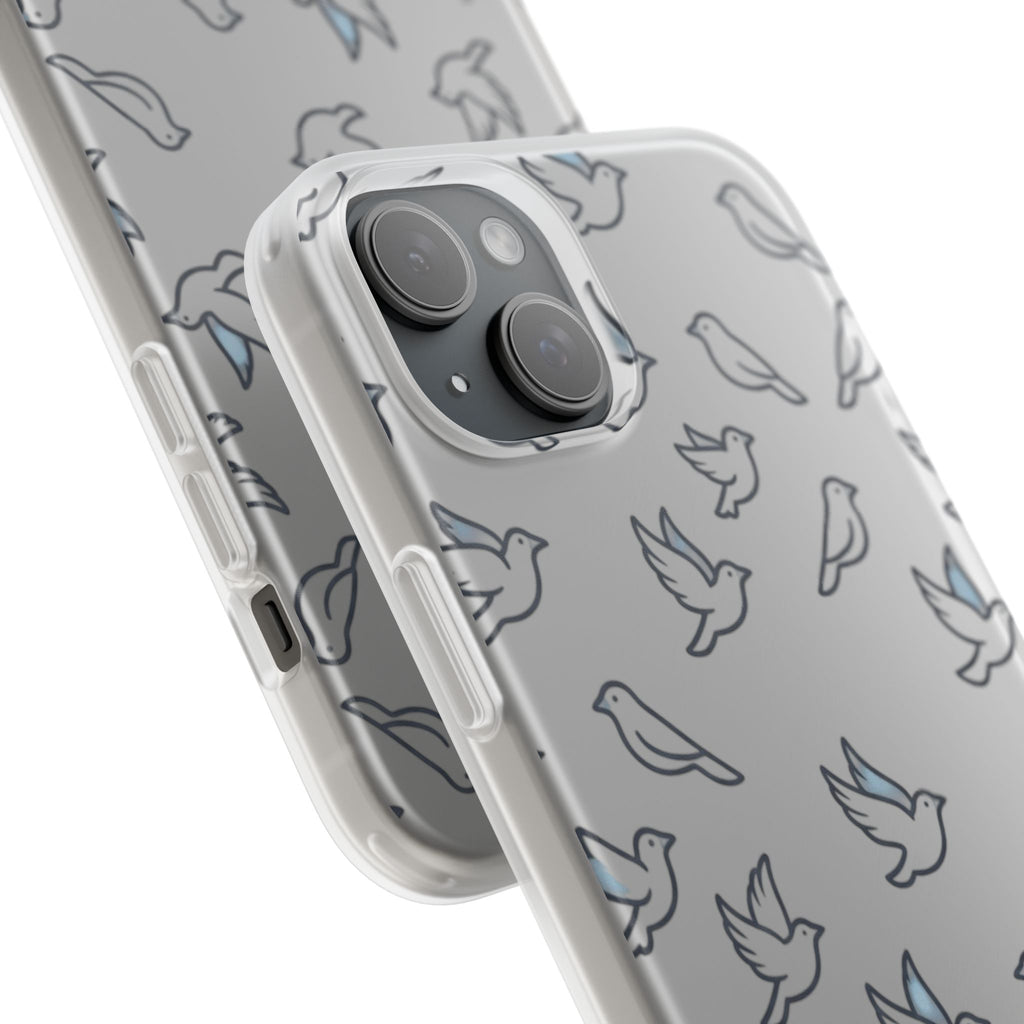Dove Pattern Flexi Phone Case — Minimal White Bird Protective Case