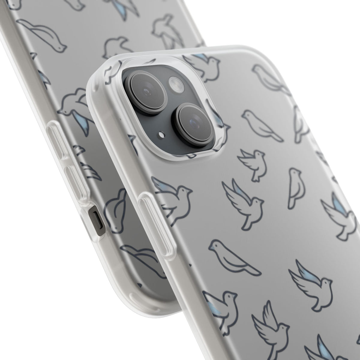 Dove Pattern Flexi Phone Case — Minimal White Bird Protective Case