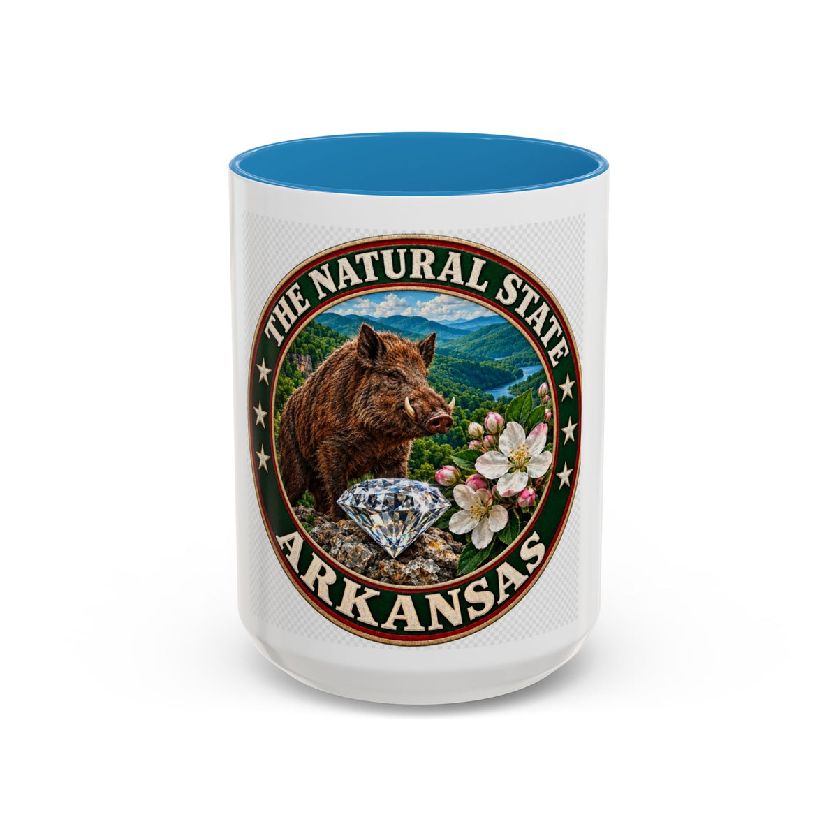 Arkansas State Mug - "The Natural State" Wild Boar, Diamond & Apple Blossom Coffee Cup (11/15oz)