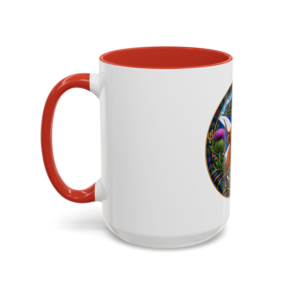 Scotland Highland Cow Accent Coffee Mug — Scottish Castle & Thistle Design
