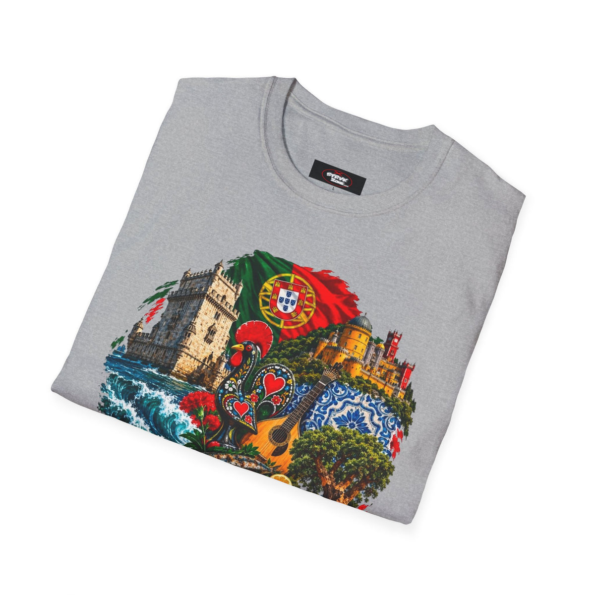Portugal Travel T-Shirt — Vintage Lisbon Landmarks & Azulejo Heart Design