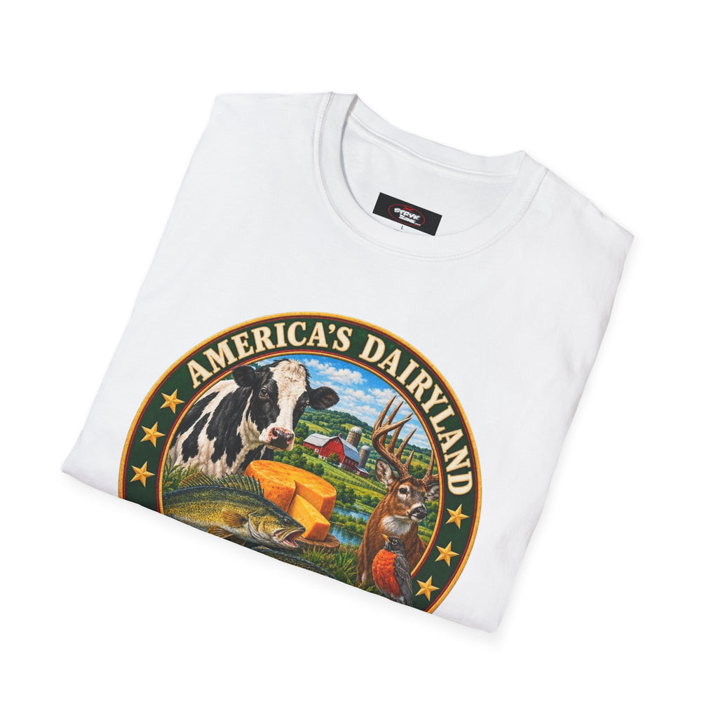 Wisconsin America’s Dairyland T-Shirt — Vintage State Badge Tee