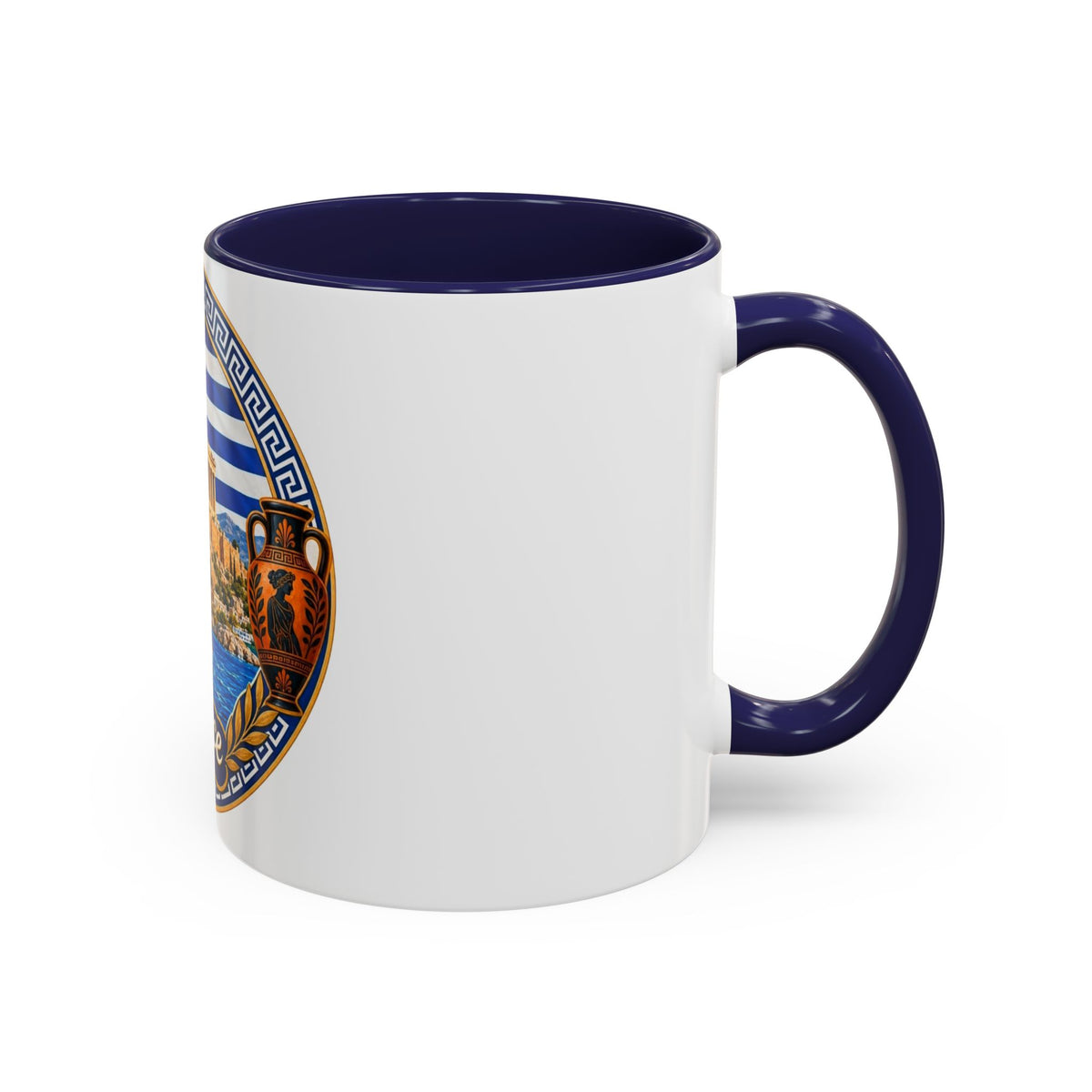 Greece Scenic Accent Coffee Mug – Acropolis, Olive & Blue Flag Design (11/15oz)