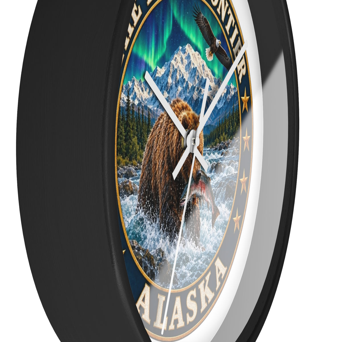 Alaska 'The Last Frontier' Bear Salmon Wall Clock