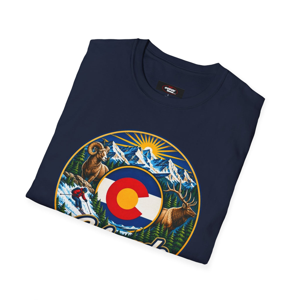 Colorado Retro Mountain Badge T-Shirt — Colorado State Circle Logo Tee