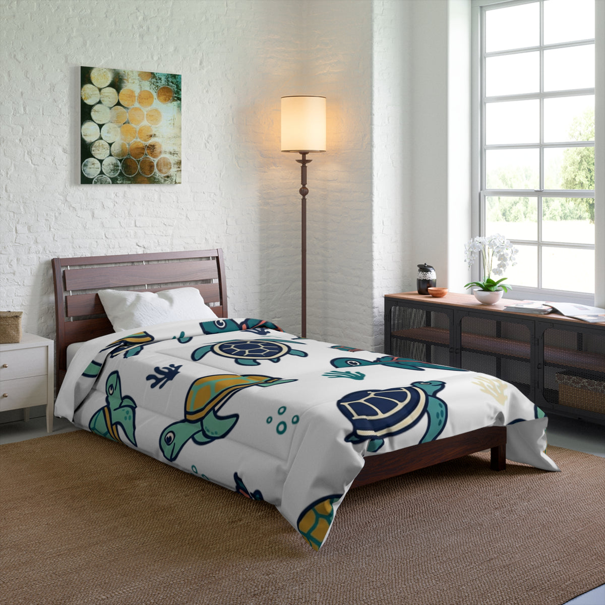 Sea Turtle Comforter - Cute Ocean Turtle Bedding for Kids & Coastal Bedrooms