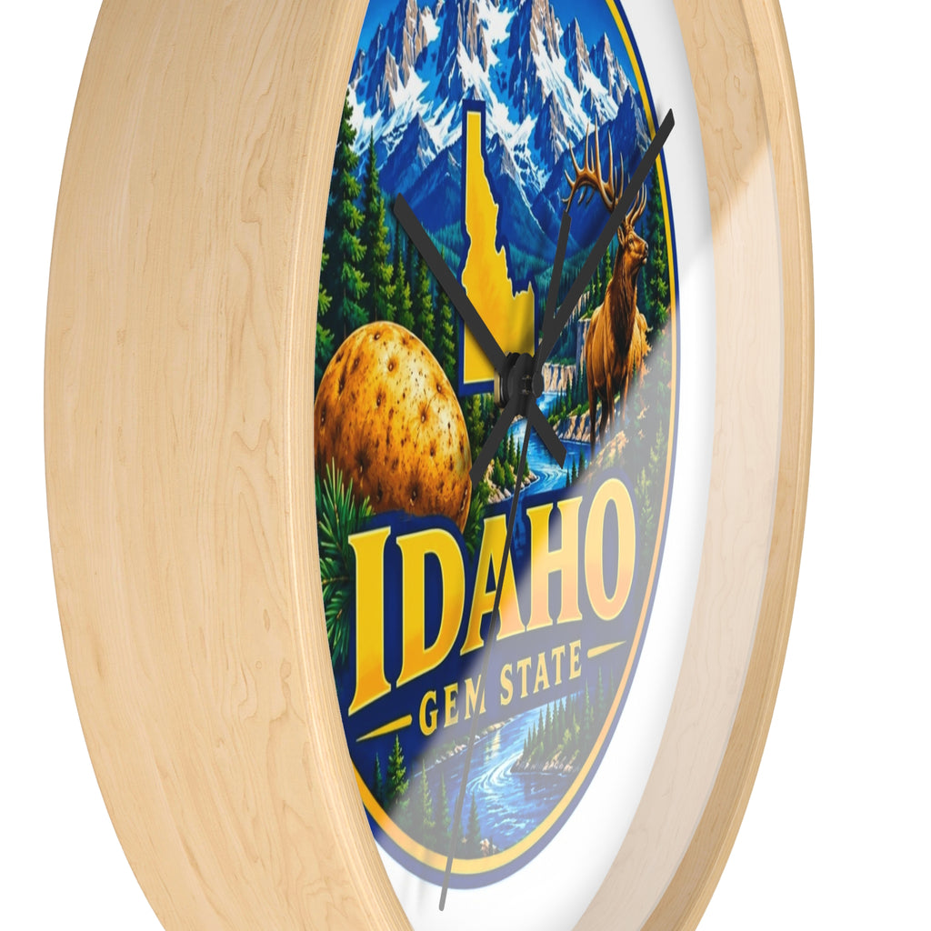 Idaho Gem State Wall Clock – Scenic Mountain & Elk Home Decor