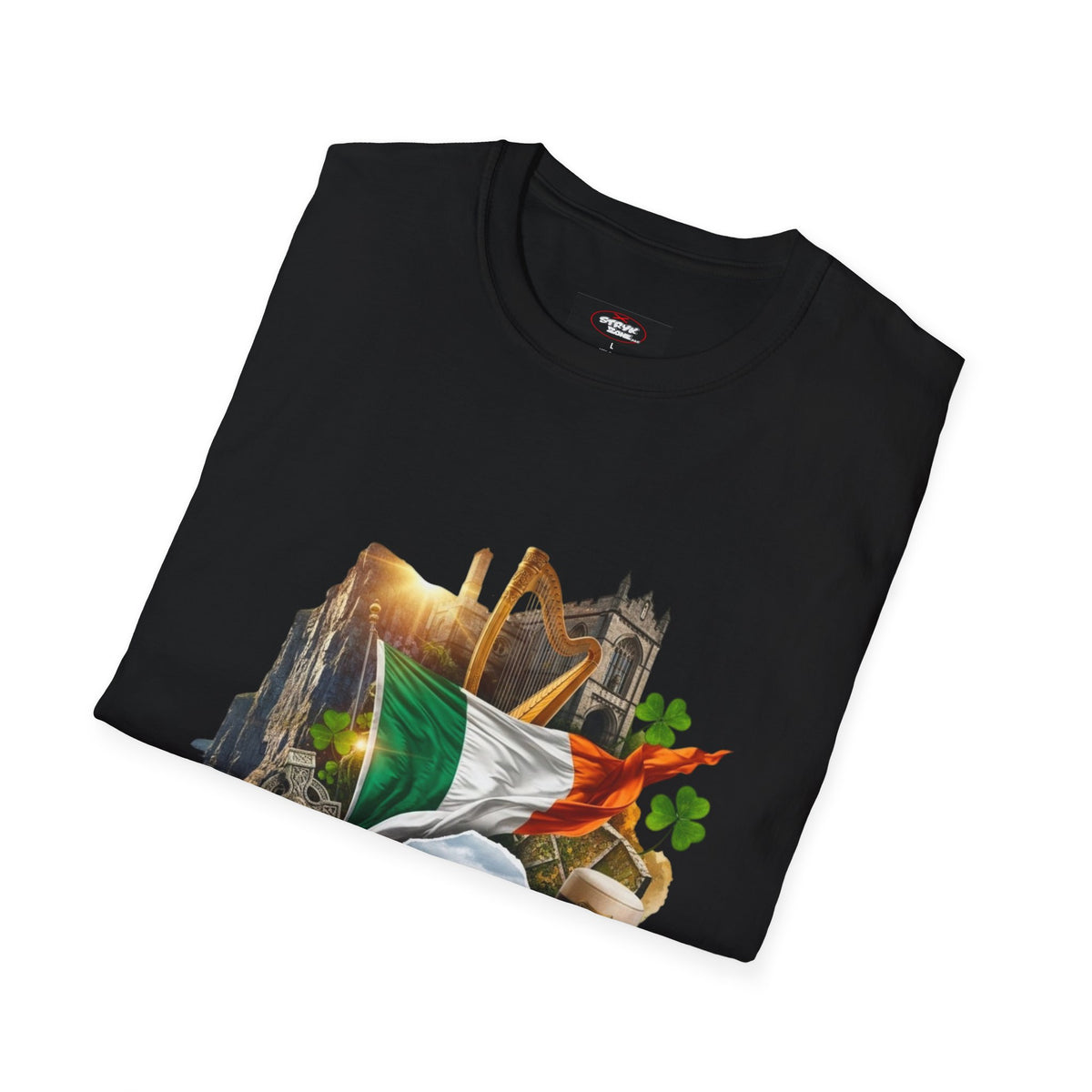 Irish Pride T-Shirt — Celtic Flag & Landmarks Design