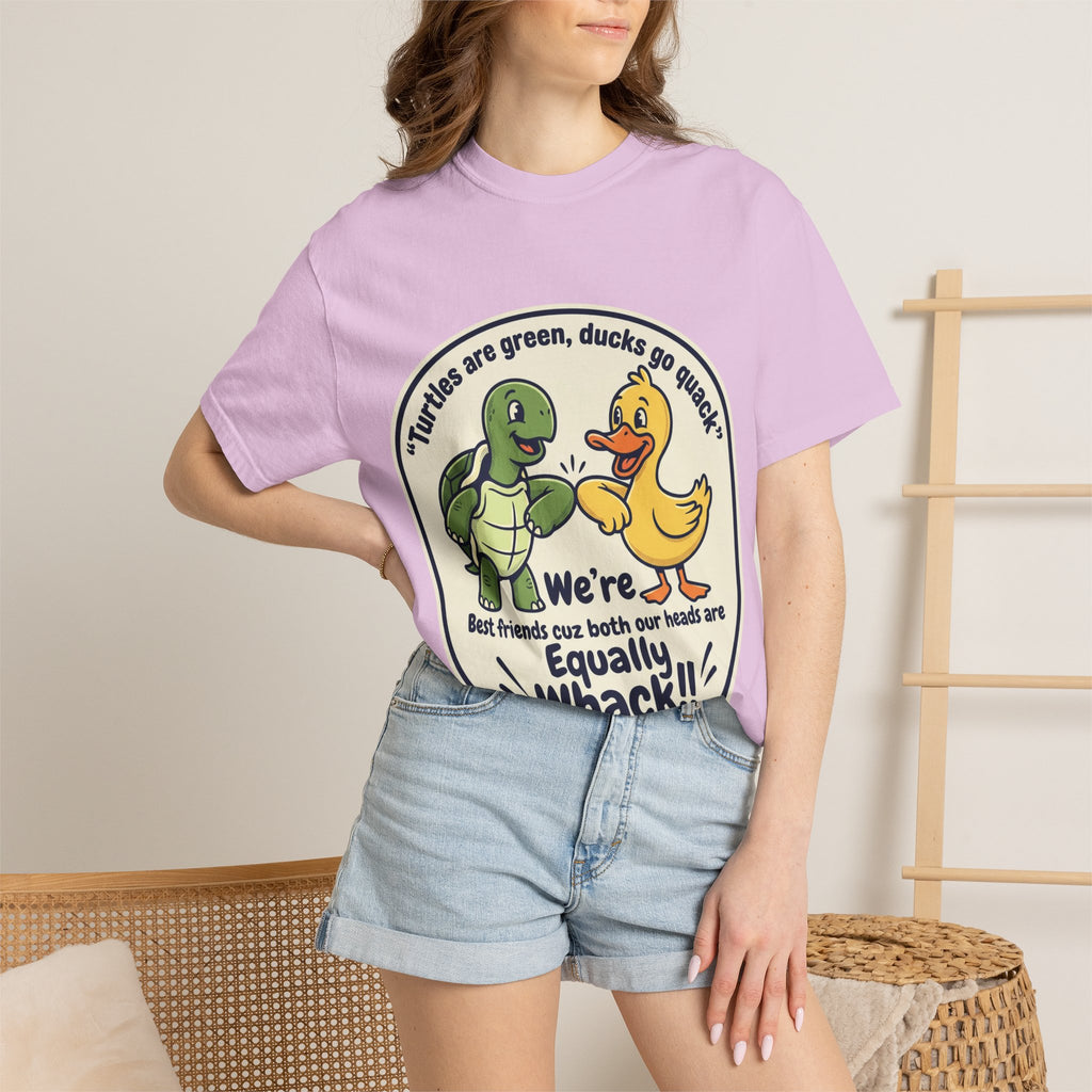 T-Shirt — "We're Equally Whack" Turtle & Duck Best Friends Graphic Tee
