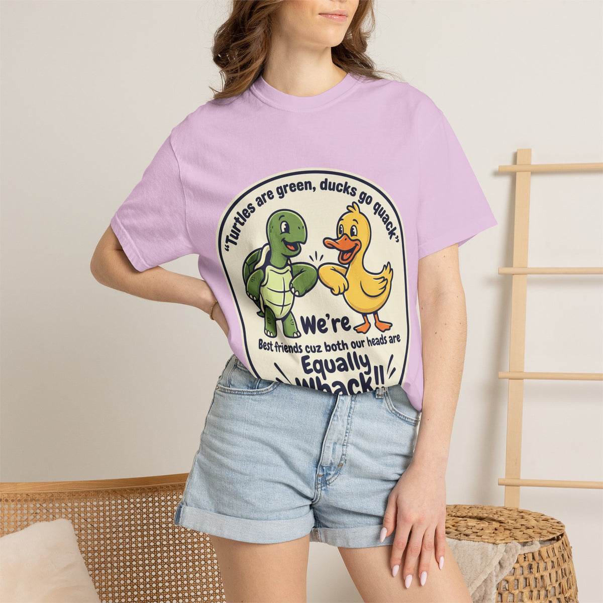 T-Shirt — "We're Equally Whack" Turtle & Duck Best Friends Graphic Tee