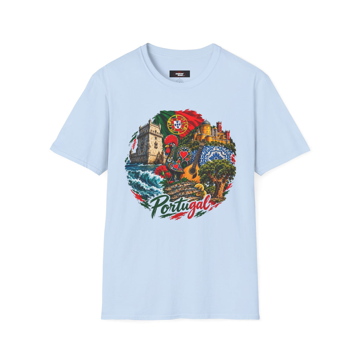 Portugal Travel T-Shirt — Vintage Lisbon Landmarks & Azulejo Heart Design