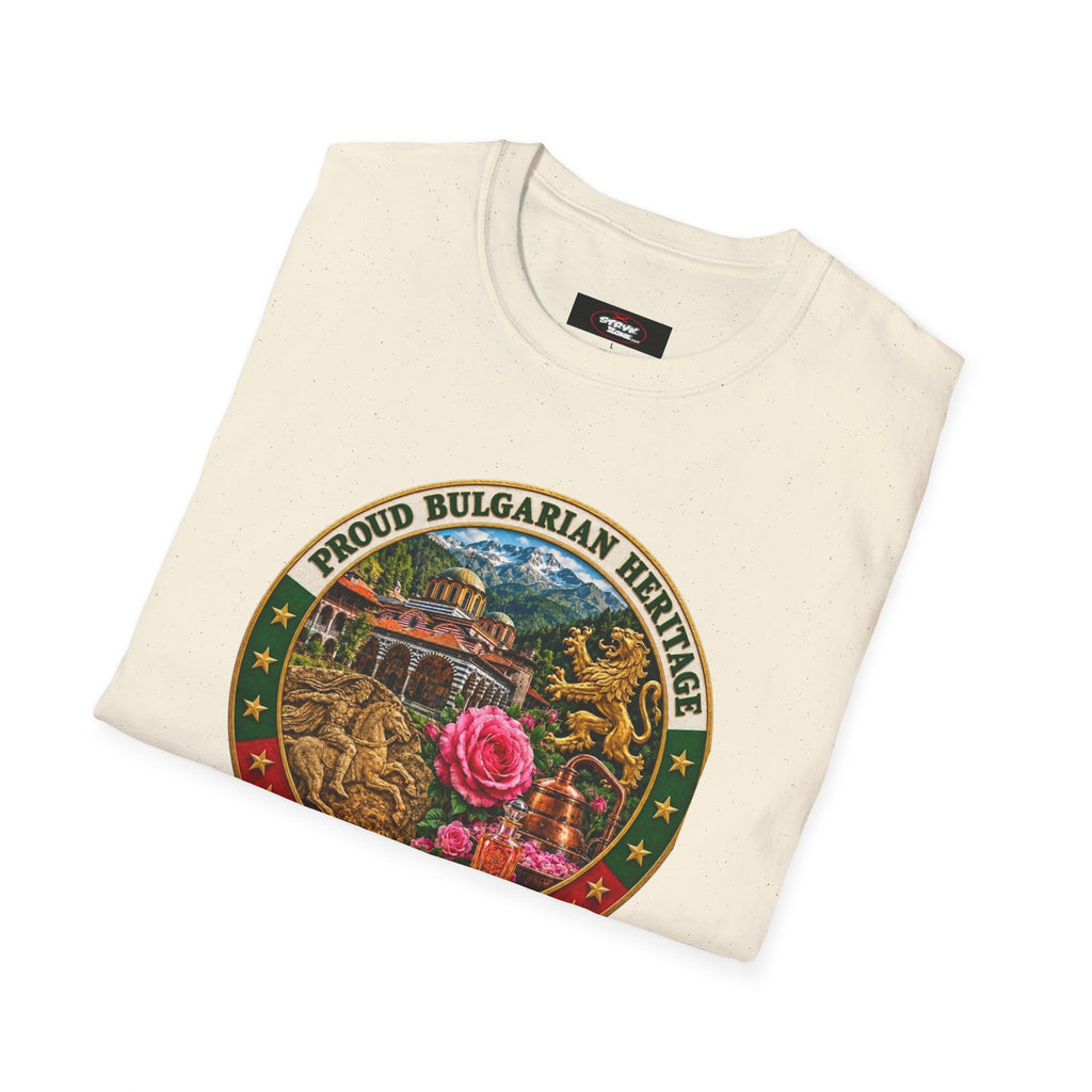 Bulgaria Heritage Graphic T-Shirt — "Proud Bulgarian Heritage" Rose Emblem