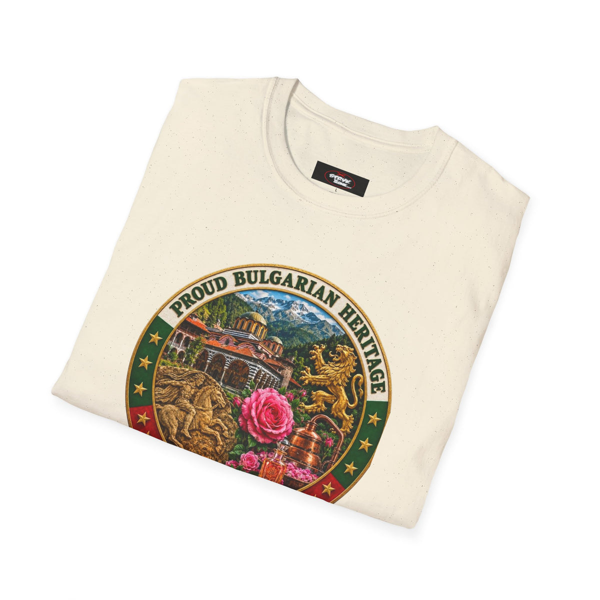 Bulgaria Heritage Graphic T-Shirt — "Proud Bulgarian Heritage" Rose Emblem
