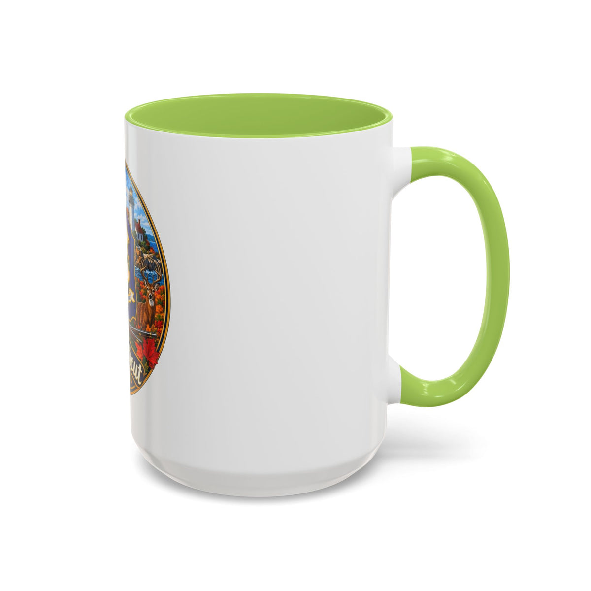 Connecticut State Crest Accent Coffee Mug — Scenic State Seal Design (11/15 oz)