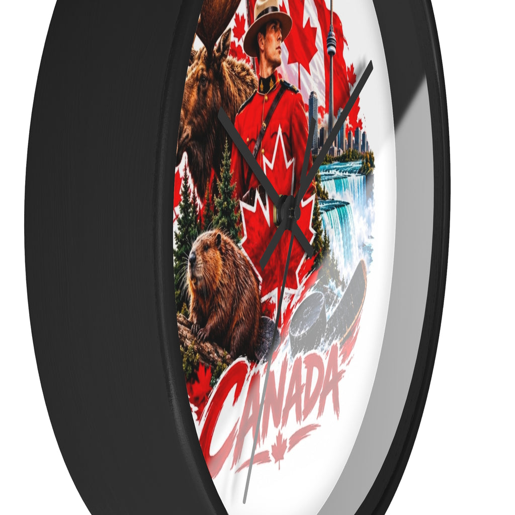 Canada Souvenir Wall Clock — Maple Leaf Moose, Bear & Mountie Collage