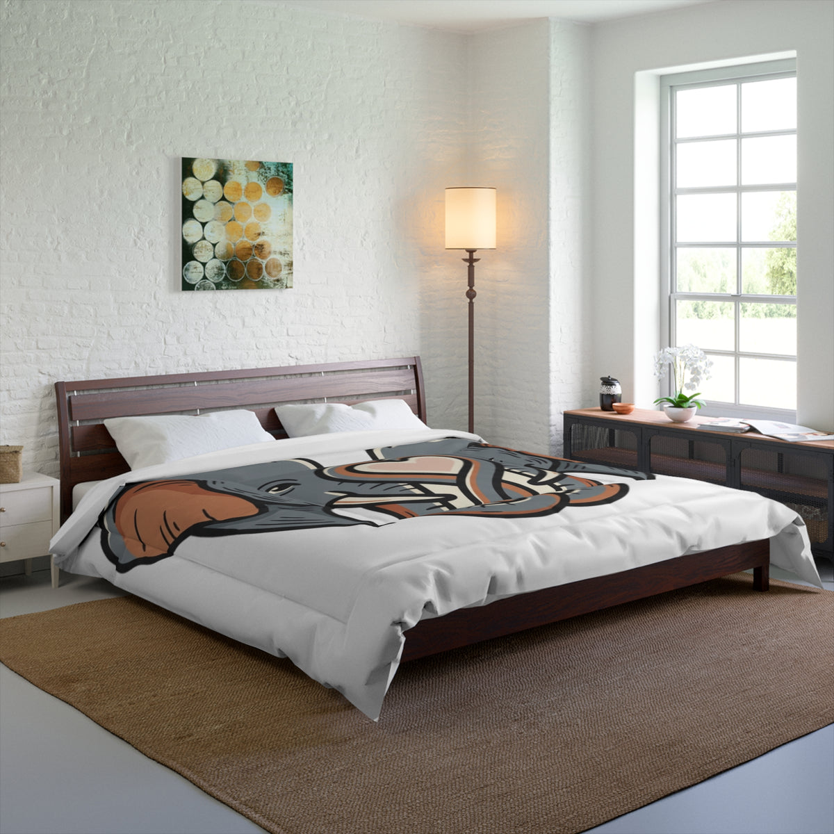 Elephant Heart Comforter - Cute Elephant Love Bedding for Kids & Animal Lovers