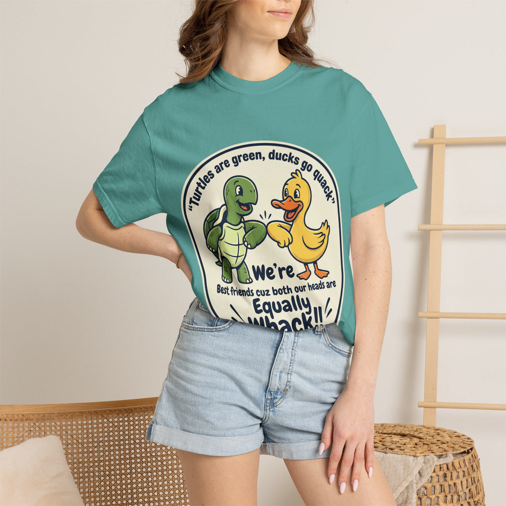 T-Shirt — "We're Equally Whack" Turtle & Duck Best Friends Graphic Tee