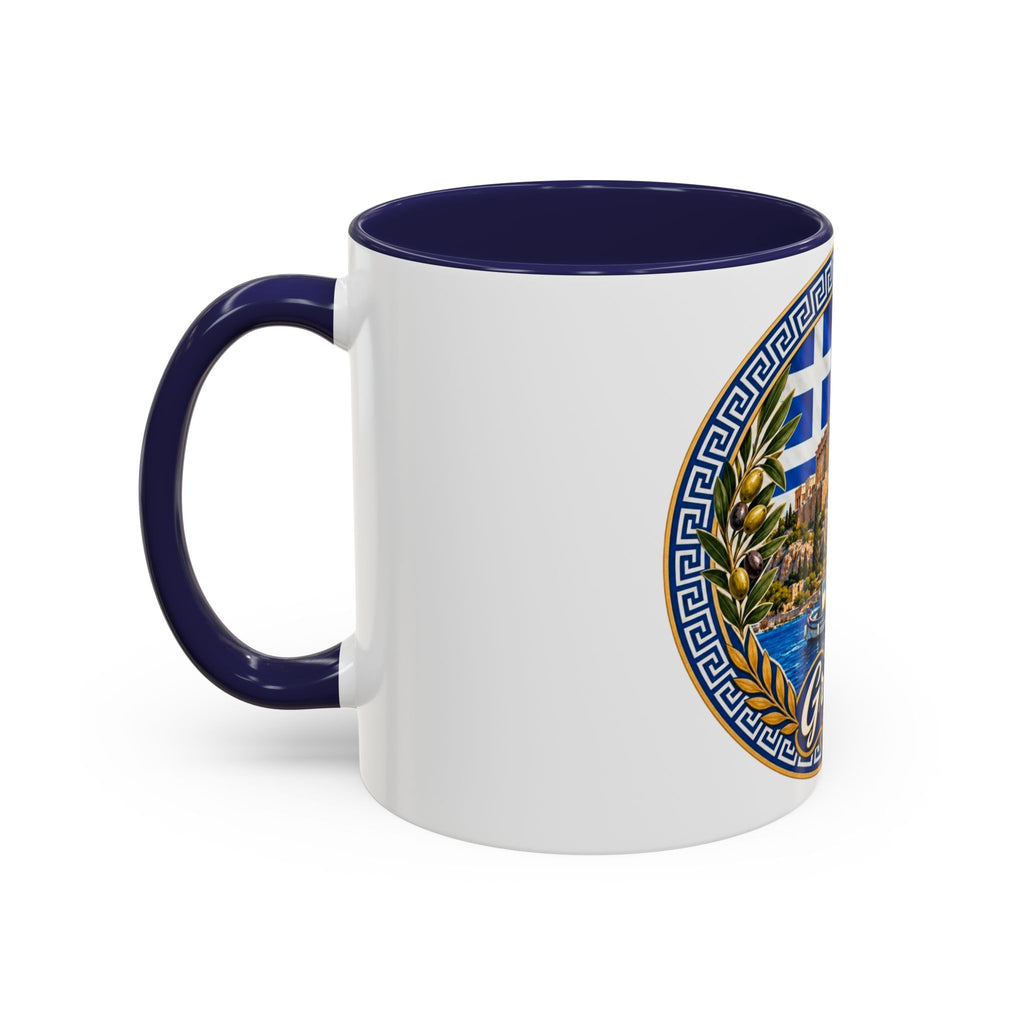 Greece Scenic Accent Coffee Mug – Acropolis, Olive & Blue Flag Design (11/15oz)