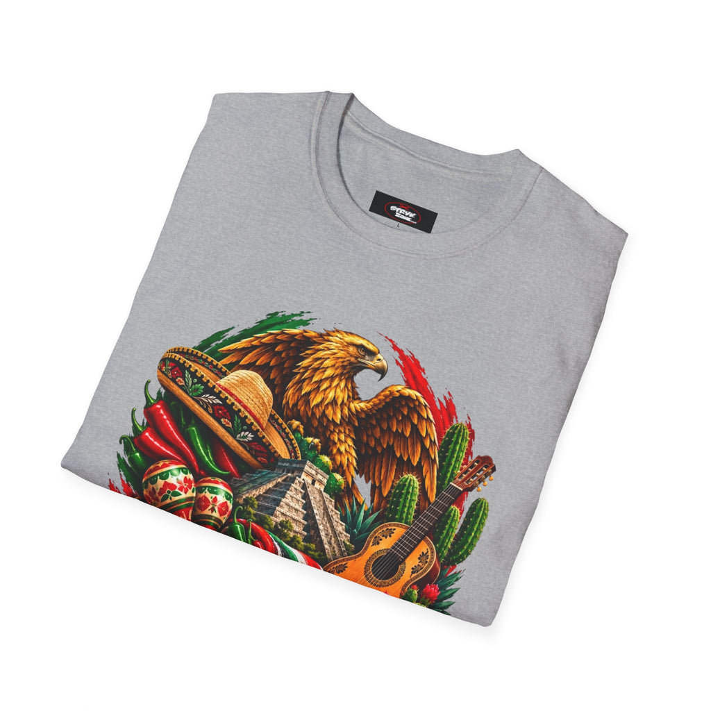 Mexico Heritage T-Shirt — Mexican Eagle, Guitar & Cactus Graphic