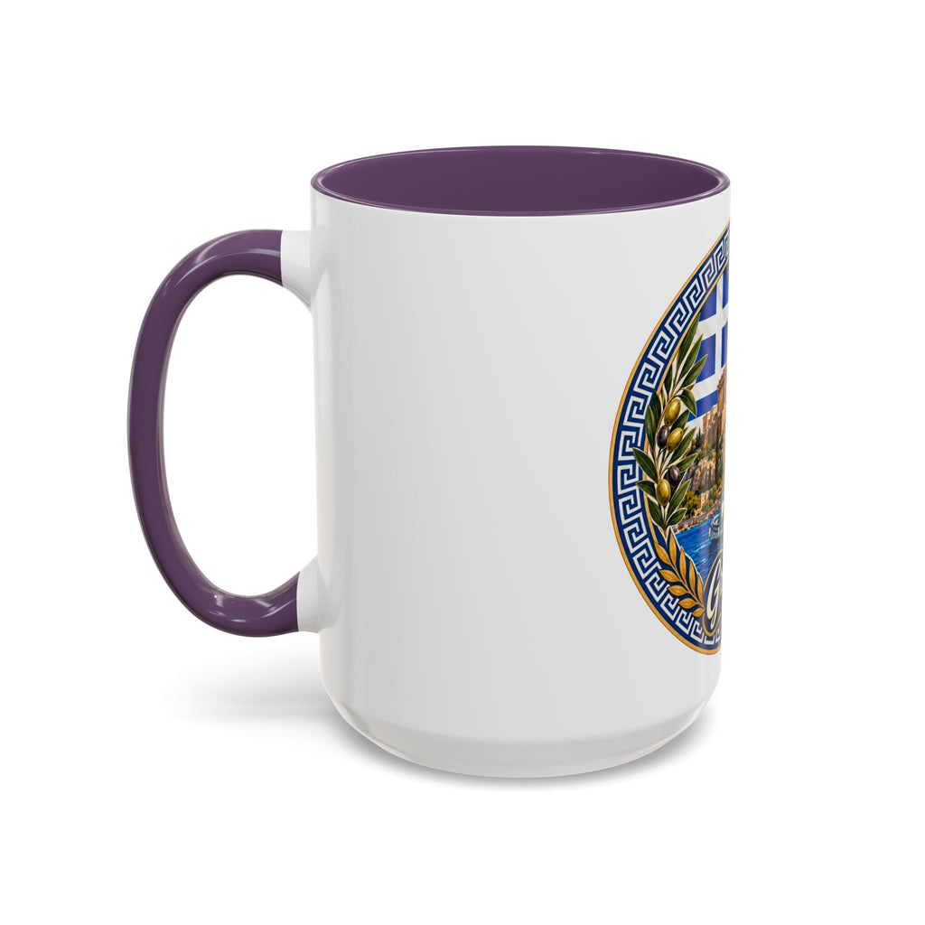 Greece Scenic Accent Coffee Mug – Acropolis, Olive & Blue Flag Design (11/15oz)