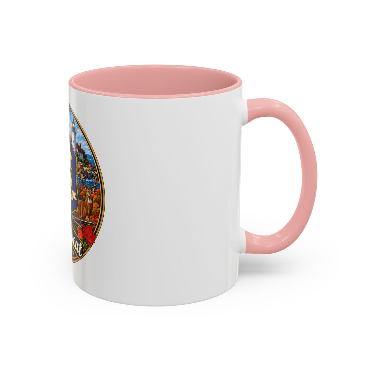 Connecticut State Crest Accent Coffee Mug — Scenic State Seal Design (11/15 oz)