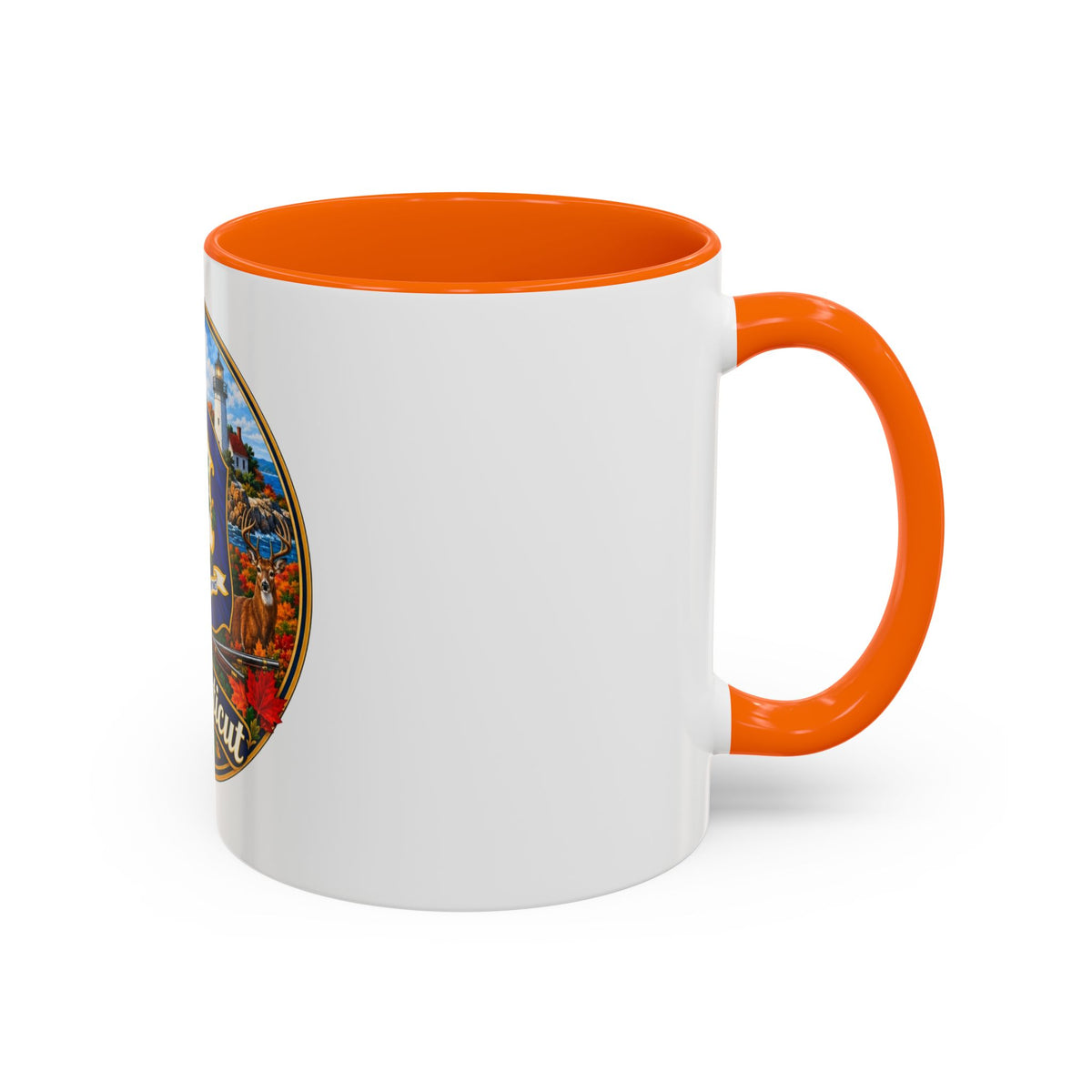 Connecticut State Crest Accent Coffee Mug — Scenic State Seal Design (11/15 oz)