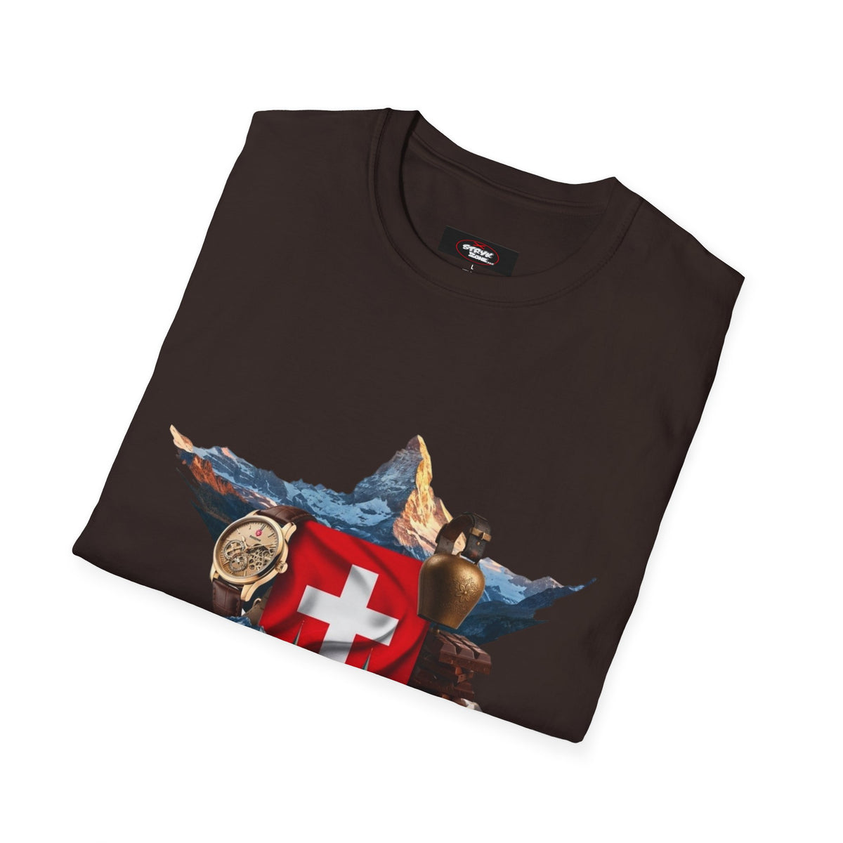 Swiss Crest Graphic T-Shirt — Alpine Flag & Icon Travel Tee