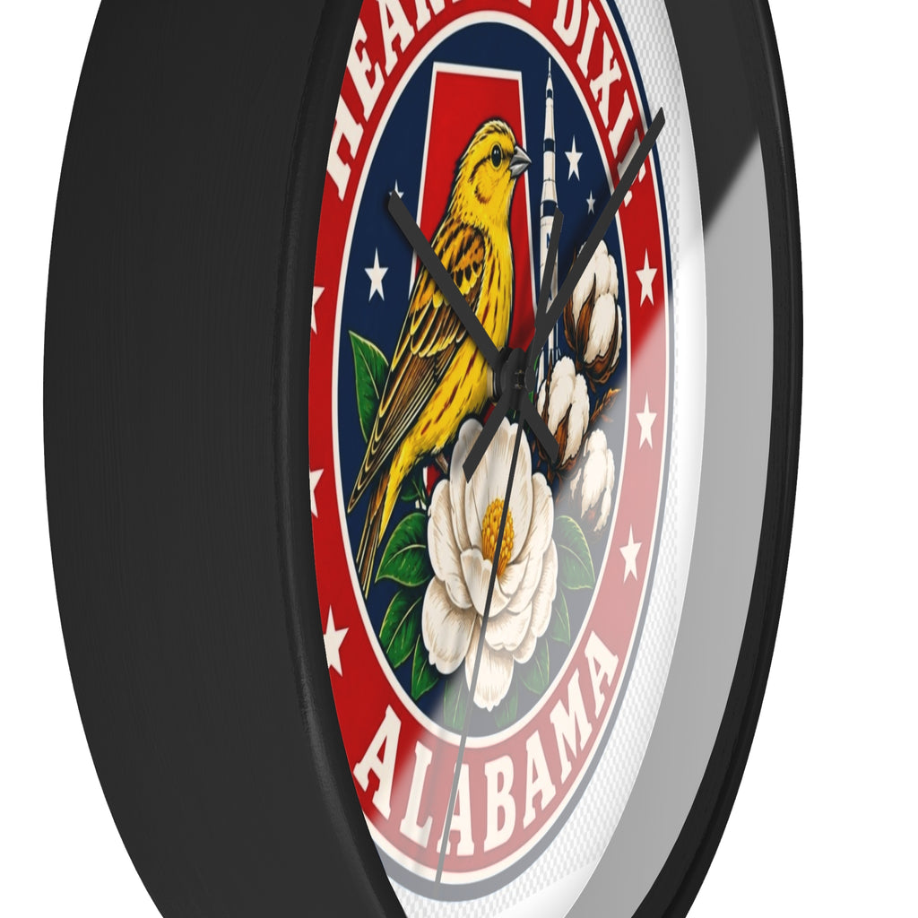 Alabama Heart of Dixie Wall Clock – State Seal Design with Yellowhammer & Magnolia