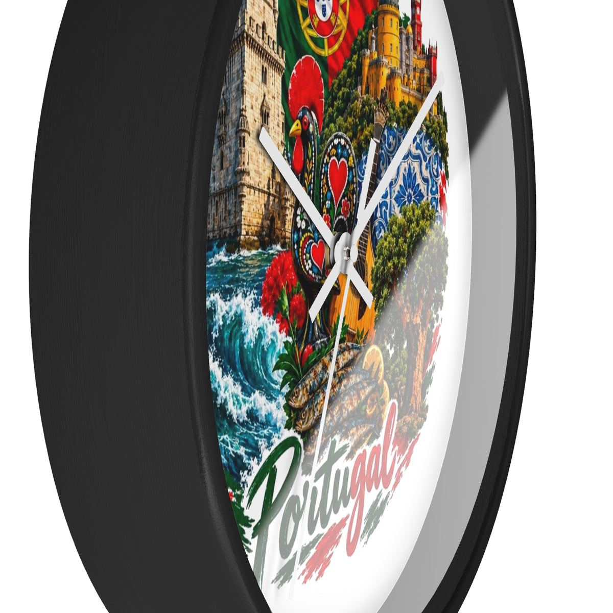 Portugal Wall Clock — Vintage Portuguese Landmarks & Galo de Barcelos Home Decor