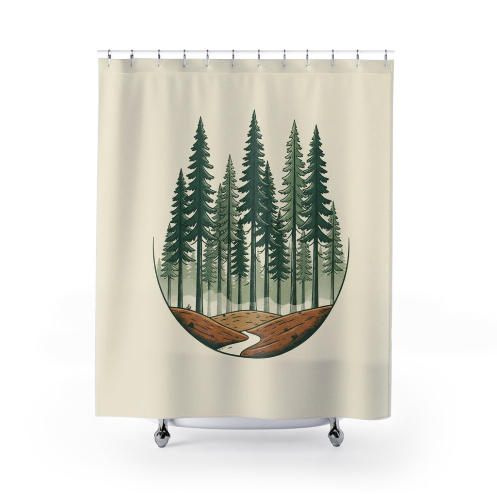 Forest Shower Curtain — Tranquil Woodland Bathroom Decor