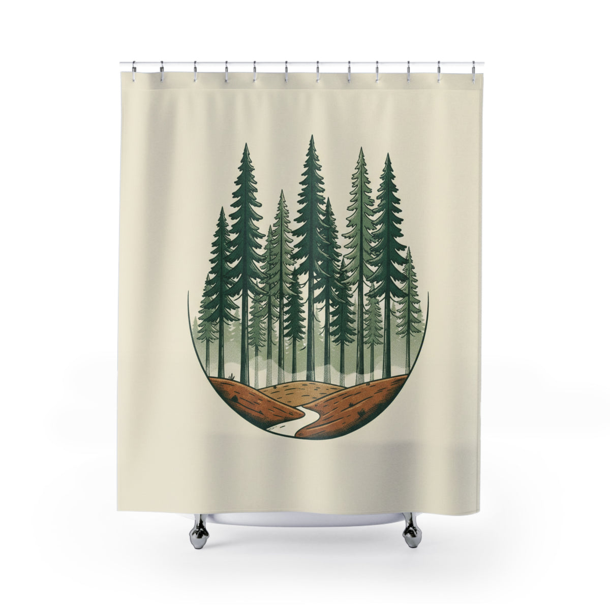 Forest Shower Curtain — Tranquil Woodland Bathroom Decor