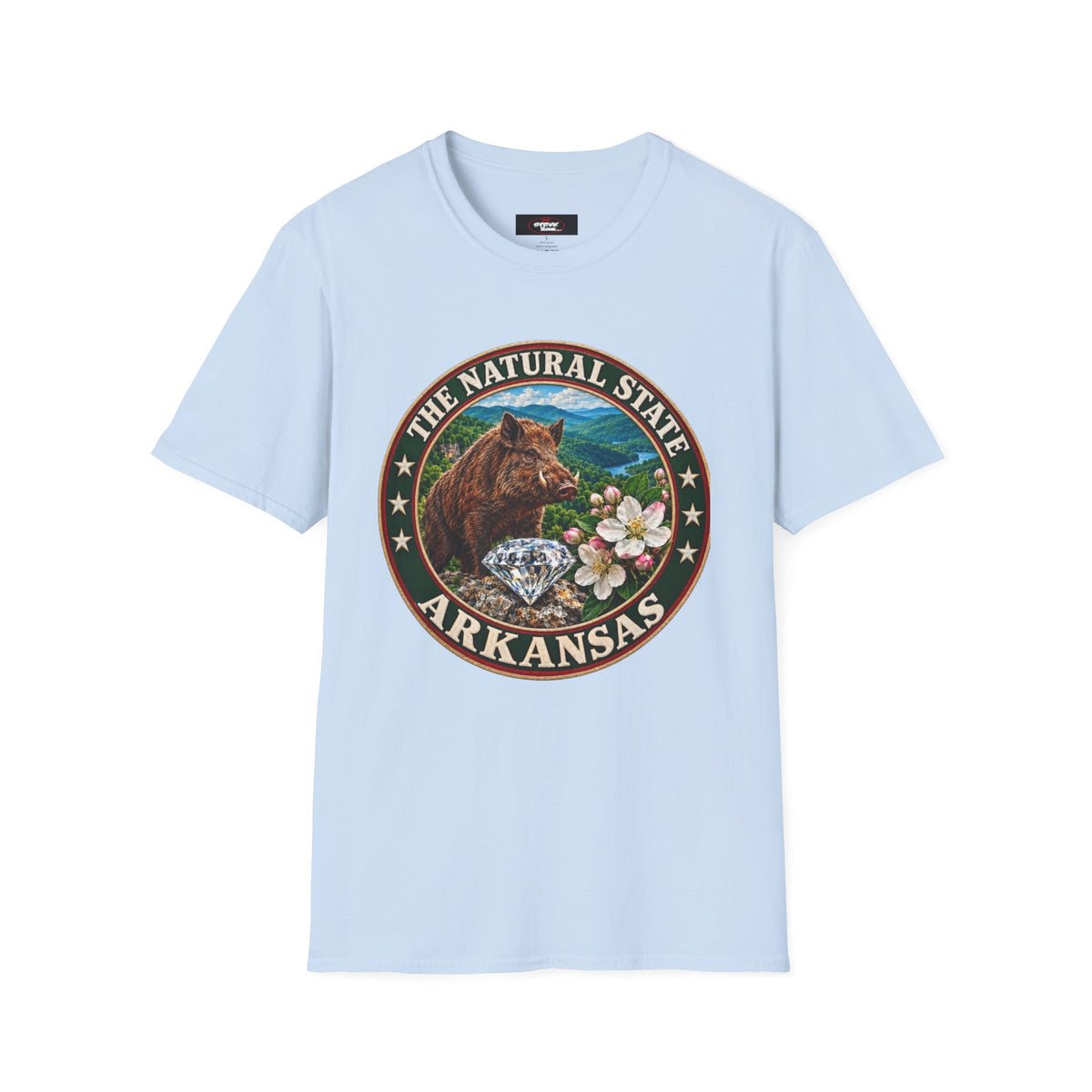 Arkansas State Seal T-Shirt — 'The Natural State' Bear & Diamond Design
