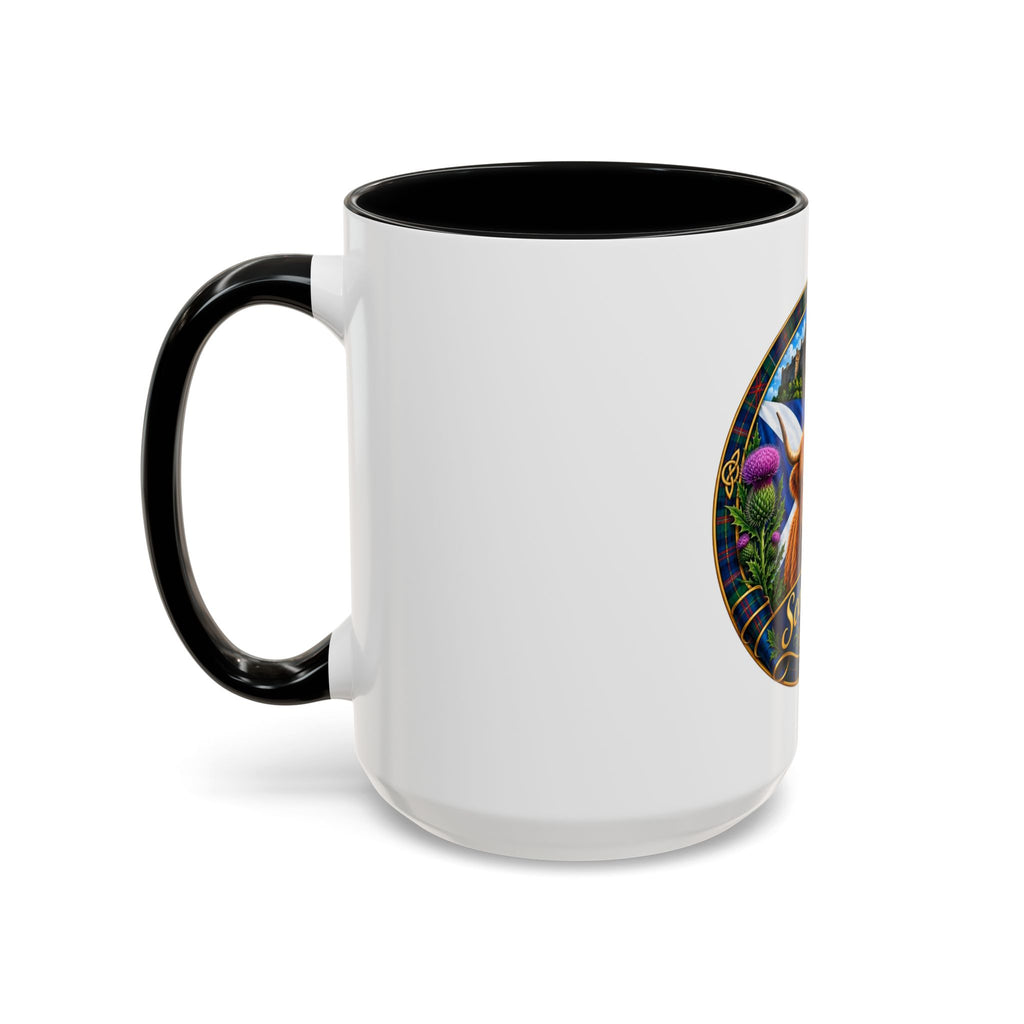 Scotland Highland Cow Accent Coffee Mug — Scottish Castle & Thistle Design