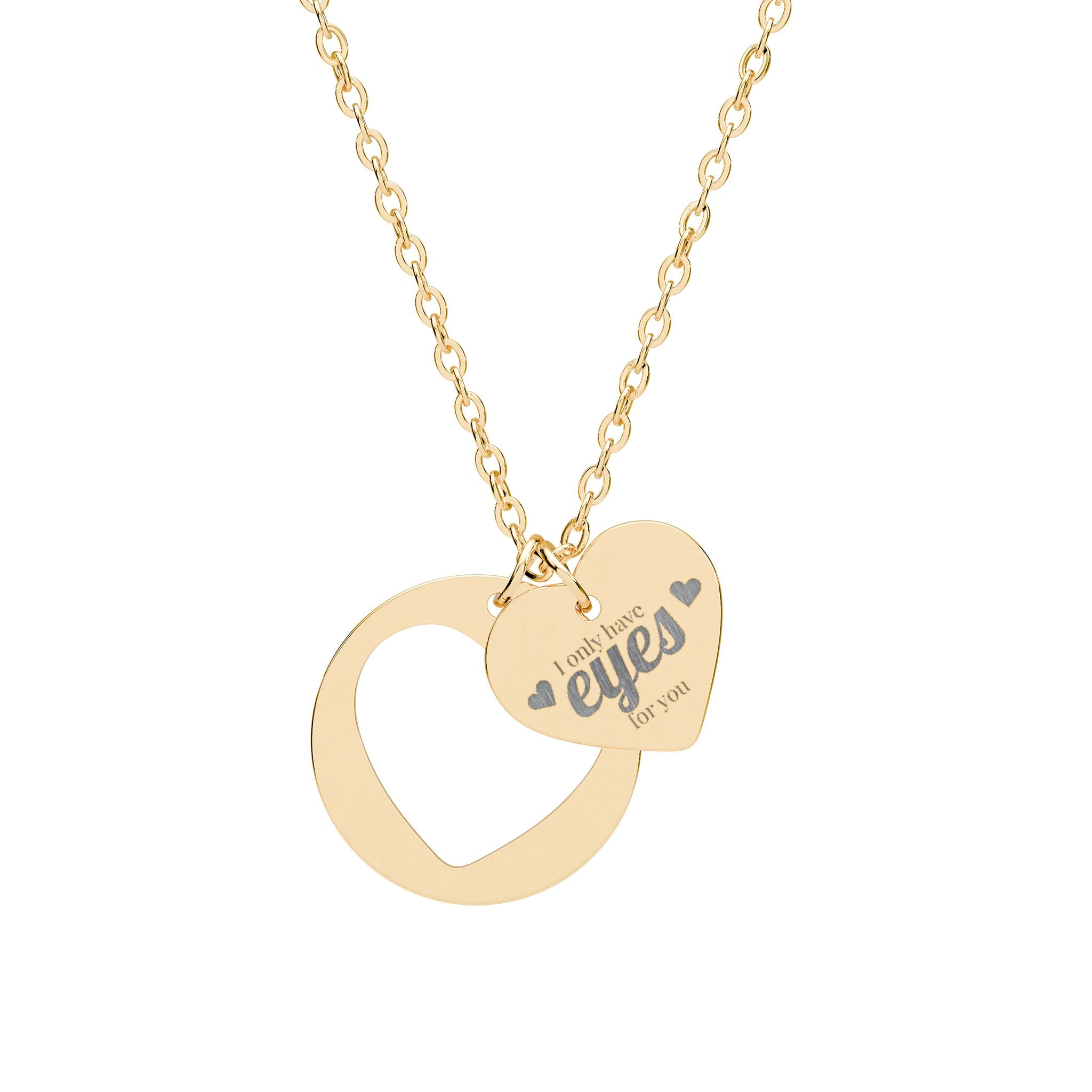 Engravable Heart Cutout Necklace — Personalized Heart Pendant
