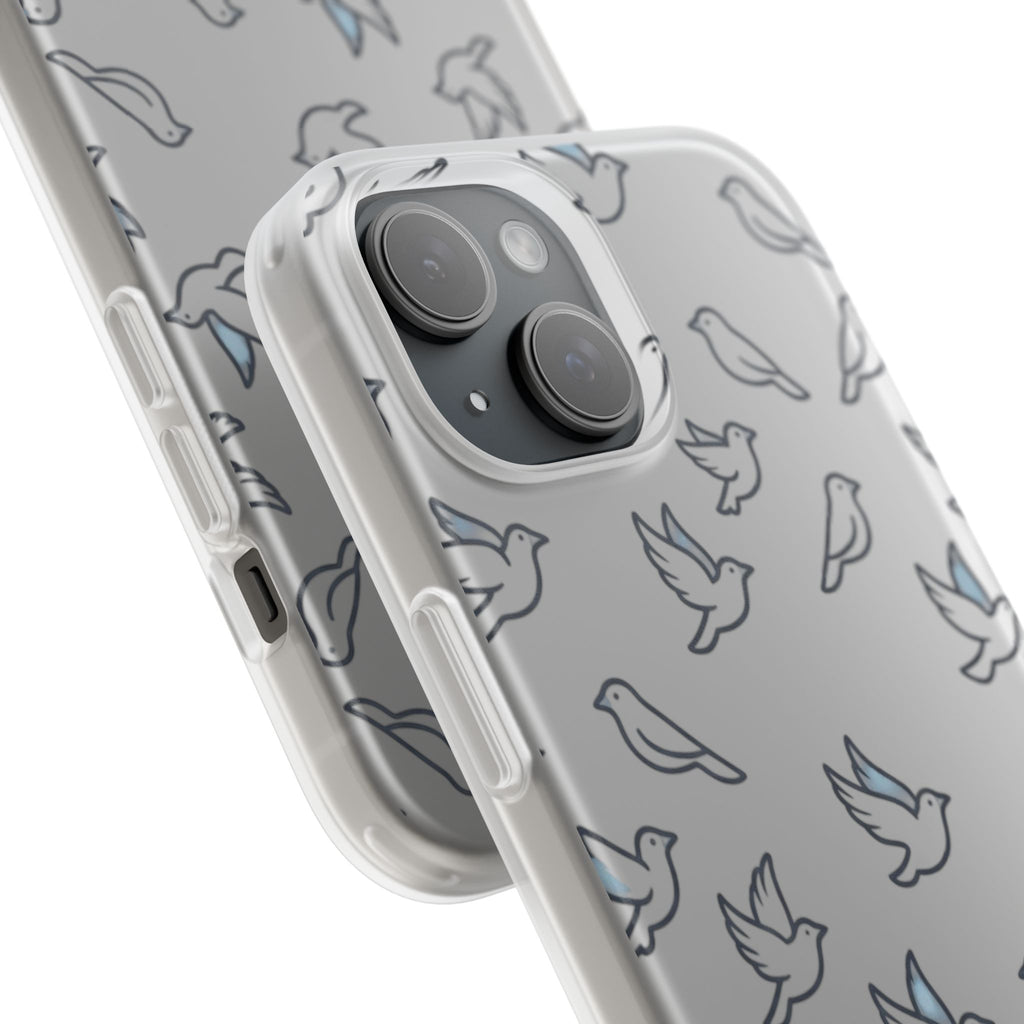 Dove Pattern Flexi Phone Case — Minimal White Bird Protective Case