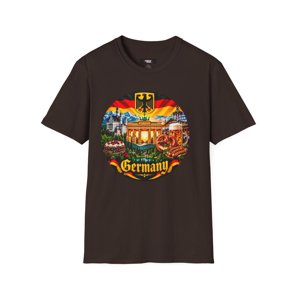 Germany Vintage Travel T-Shirt — Retro German Landmarks & Crest Graphic