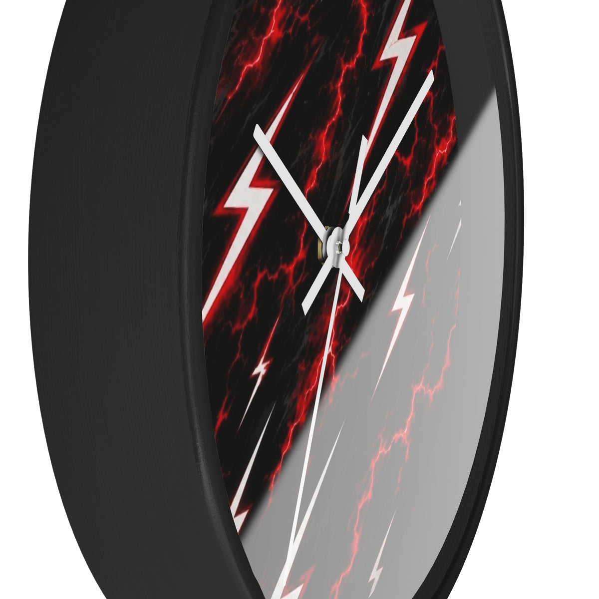 Red Lightning Bolt Wall Clock — Electric Storm Decor for Bedroom & Game Room