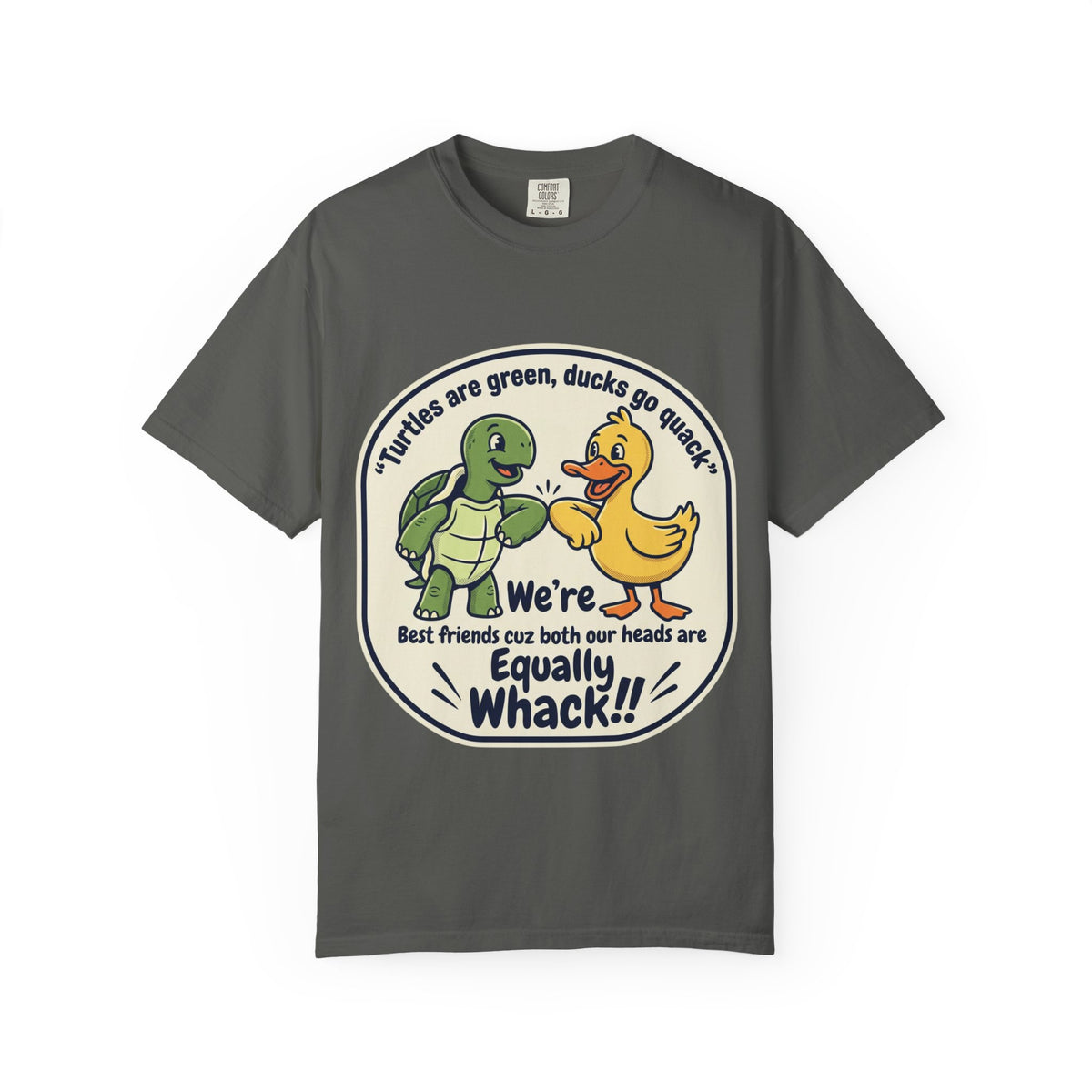 T-Shirt — "We're Equally Whack" Turtle & Duck Best Friends Graphic Tee