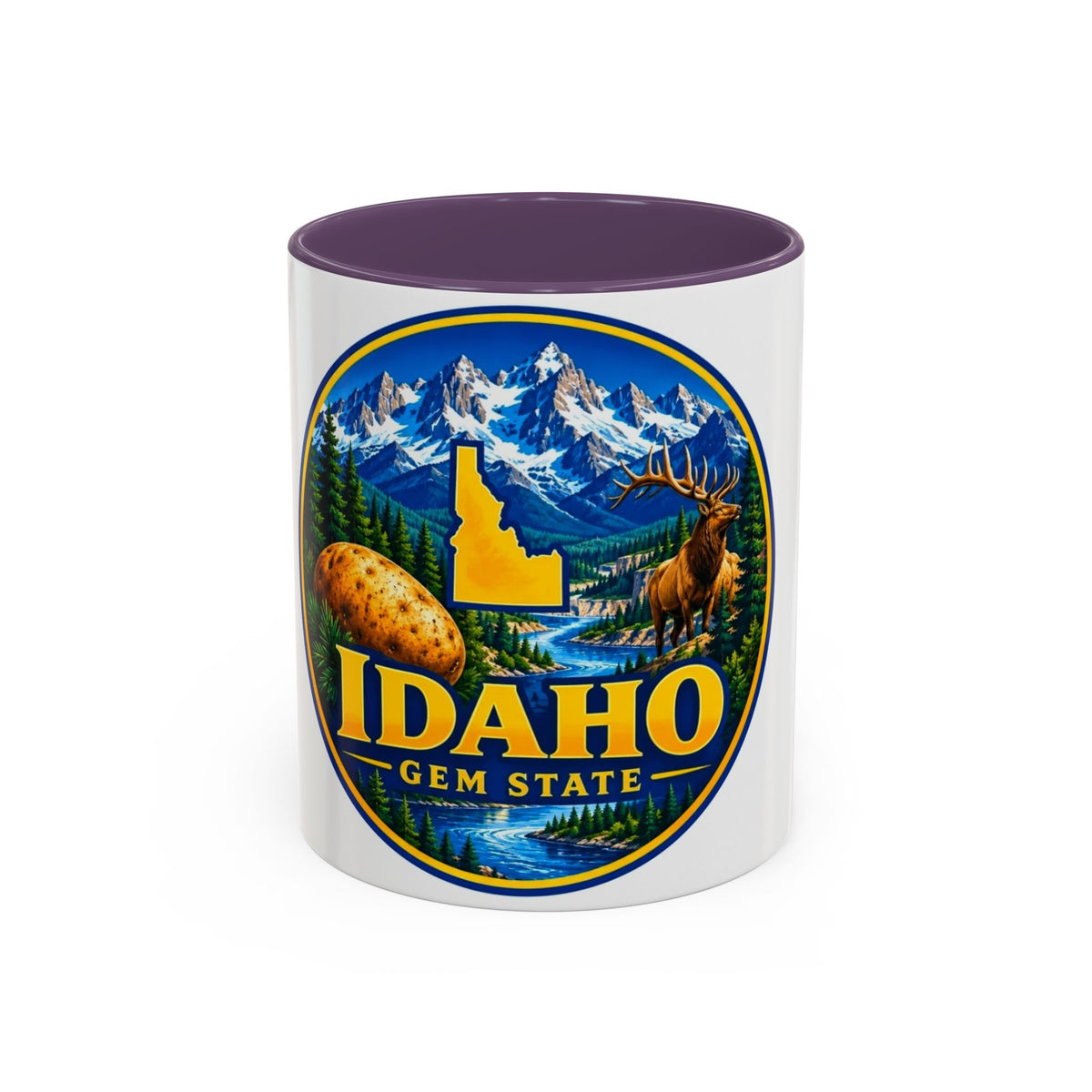 Idaho Gem State Coffee Mug — Mountain, Elk & Potato Travel Souvenir (11/15oz)