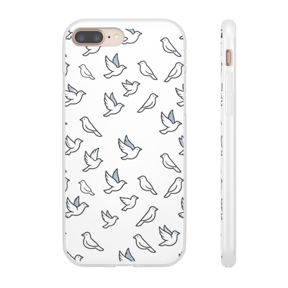 Dove Pattern Flexi Phone Case — Minimal White Bird Protective Case