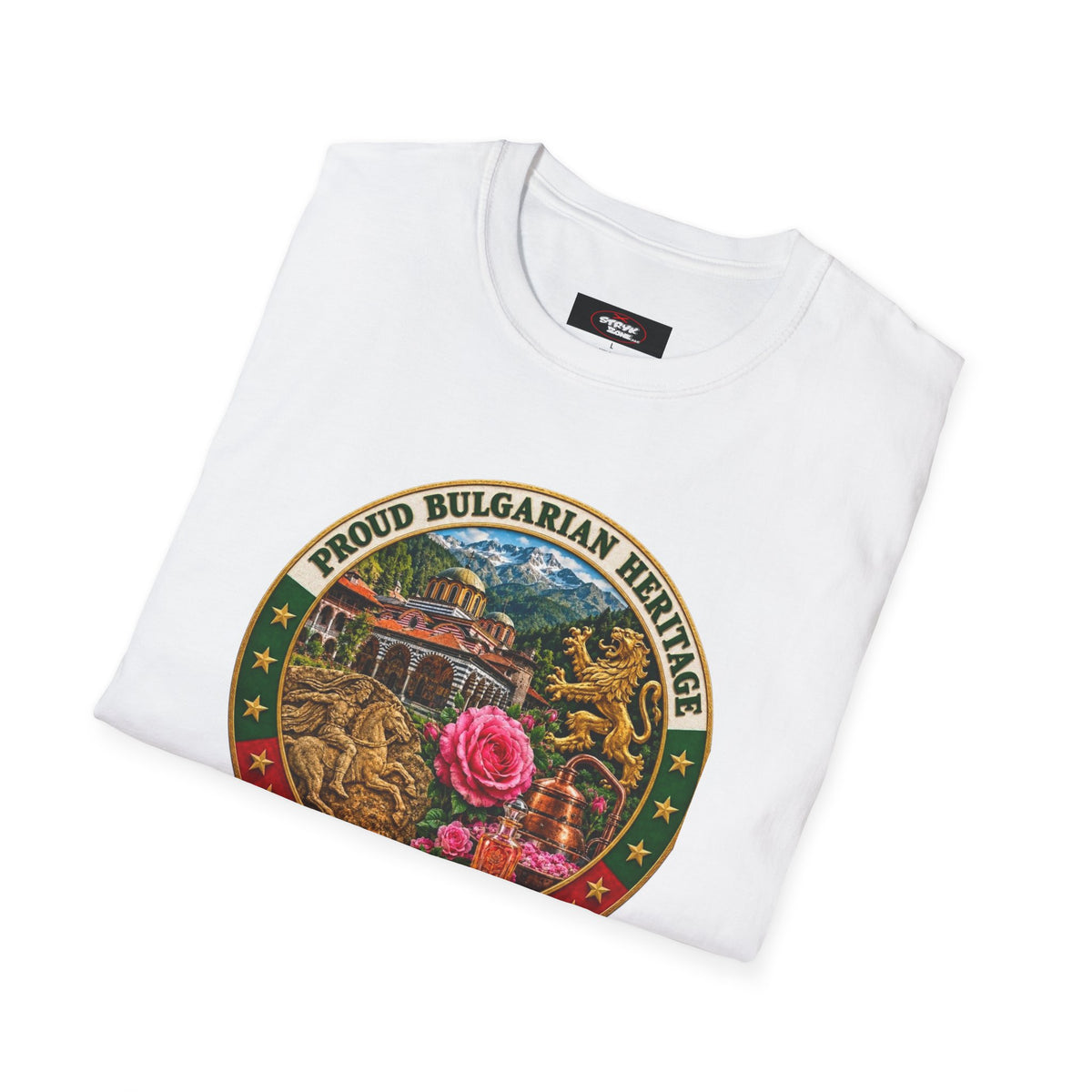 Bulgaria Heritage Graphic T-Shirt — "Proud Bulgarian Heritage" Rose Emblem